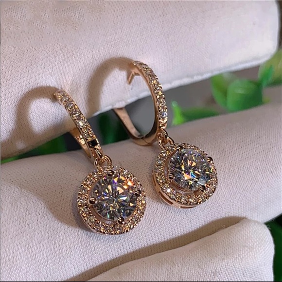 New Women’s Rose Gold Diamond Earrings - Picture 3 of 5
